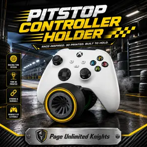 Pitstop Controller Holder for PS5 and Xbox Controllers, 3D Printed Racing Tire Gaming Stand, Desk Display Accessory