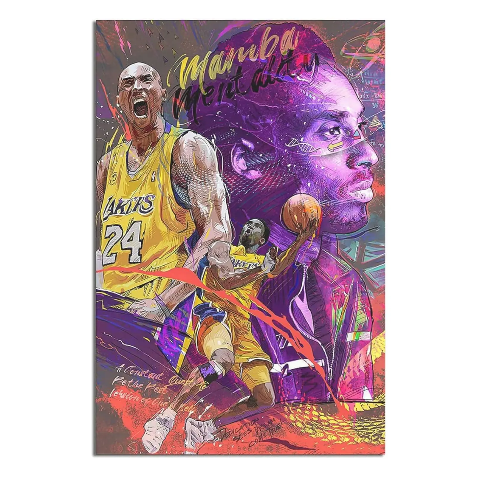 Basketball Stars Kobe Bryant Poster Picture Art Print on Canvas Home Room Decor Mural