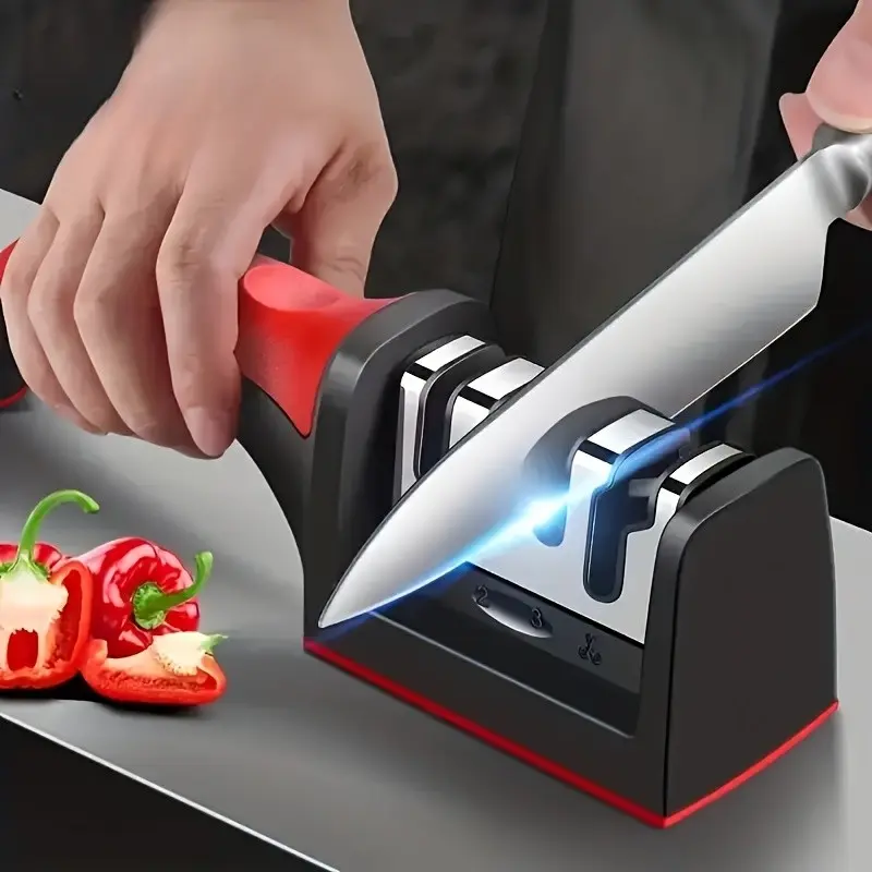 Professional Kitchen Knife Sharpener Set, Kitchenware, Stainless Steel Durable Optimal Upgrade Design, Ideal Gift Box Packaging, Essential Tool for Sharpening Knives