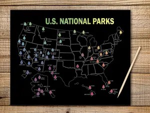 National Park scratch off poster 11x14, Scratch Art, National Park Bucket List, Parks Tracker