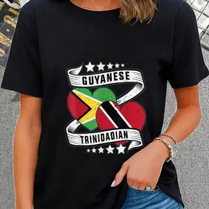 100% Cotton Guyanese And Trini Shirt Half Trinidad Half Guyana Flag T-Shirt