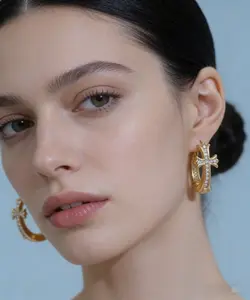 Zircon Cross Hoop Earrings for Women 2026, Chic European Style, Elegant Sparkling Minimalist Jewelry Women's Zircon Cross Hoop Earrings 2025, Elegant Sparkling Minimalist Jewelry, European Fashion Style