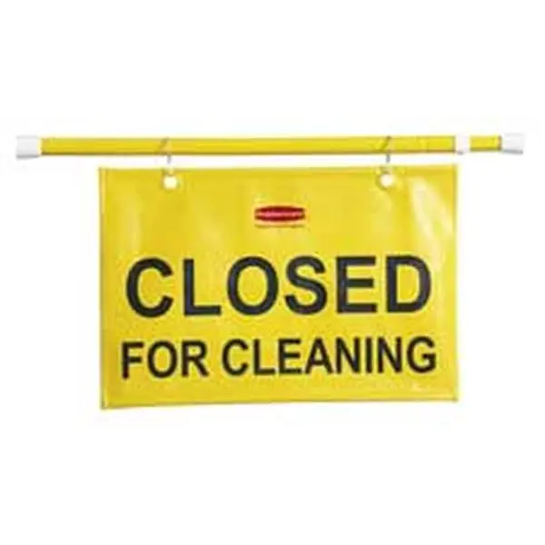 Rubbermaid Commercial Products Safety Sign- in.Closed for Cleaningin.- Extends 49-.50in.- Yellow