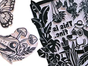 Custom Hand-Carved Block Printing Stamp | Linocut Style Rubber Stamp for Printmaking, Journaling, Fabric Printing & Crafts