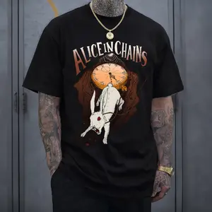 Alice In Chains Rabbit Graphic Band T-Shirt Menswear Top Heavy Cotton Unisex Oversize Grunge Alternative Metal Rock Band Vintage 90s Graphic Streetwear Cotton Tee for Men and Women Fans
