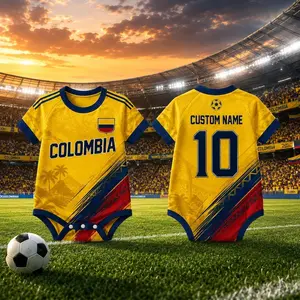 Personalized Colombia Baby Soccer Bodysuit, Custom Colombia Football Onesie, Colombian Baby Jersey Romper, Soccer Fan Gift