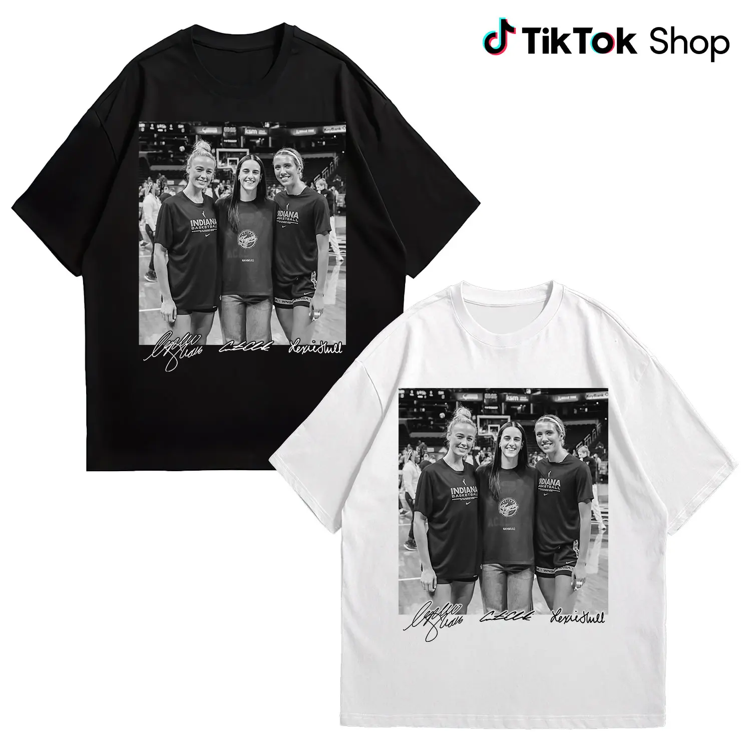 Caitlin Clark Sophie Cunningham Lexie Hull Step Sisters Basketball Unisex Tee Shirt 100% U.S. Cotton Ethically Grown Mineral Wash Classic Fit Comfortable Everyday Wear All Seasons