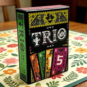 36 cards per box, Trio is a strategic card game, Card game for teens, for 3-6 players, with a playtime of 15 minutes, ideal for family and friends gatherings, party entertainment, makes a gift for holidays and birthdays