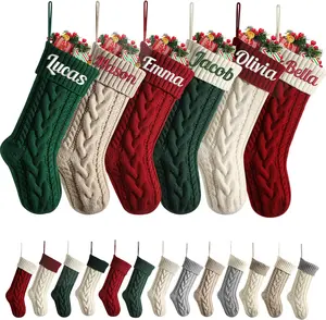 Personalized Christmas Stockings Custom Name Christmas Stockings Large Xmas Stockings with Name 18 inch Knitted Fireplace Hanging Stocking Bulk for Kids, Family Christmas Holiday Party Decor,1pc