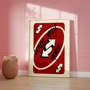 Love You More Print, Red Retro Wall Art Printable, Playing Card Wall Art, Valentine's Day Preppy Wall Decor, Trendy Wall Art Photo Poster