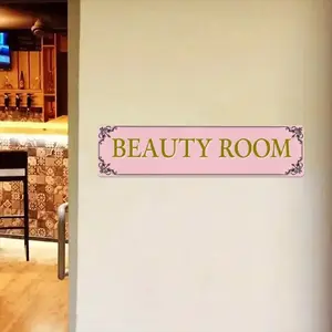1pc 2D Plane, Vintage Beauty Salon Sign, Signage, Beautiful Sign, Gold Letter Decoration, Large Size 40.01x 10.01cm Pink Retro Metal Wall Sticker, Suitable for Salons, Spas, Easy to Hang and Install, Ideal Gift for Beauty Professionals