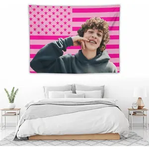 1-Piece Nelson Celebrity Pink Tapestry - Fun Dormitory and Bedroom Wall Decor, Includes Free Installation Kit