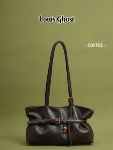 Vintage Faux Leather Crescent Bag -Retro Women's Shoulder Bag | Retro Tote Bag with Belt and Heart Charm Details | Trendy Faux Leather Handbag, Ideal for Commuting, Daily Outfits and Travel