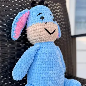 Handmade Crochet Blue Donkey Plushie