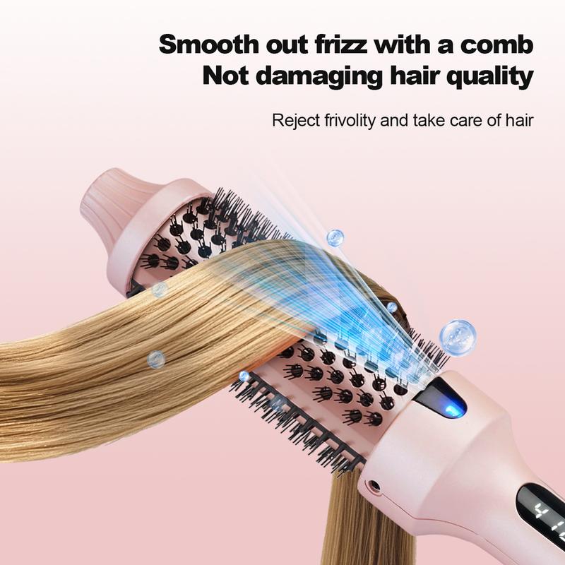 CeyCui Curling Iron Blowout Brush with LED Display ,Anti-frizz&Moisture Locking 1.5 Inch Ionic Thermal Brush Styler for Fast Styling, Negative Ion Curling Iron with 4 Temperatures
