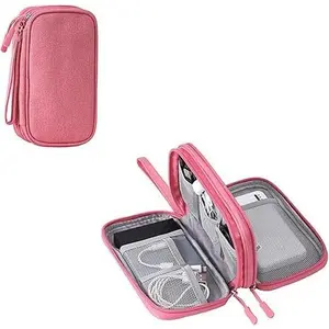 Must-have Black&Pink Double-layer Pouch!Travel Organizer for Cables, Gadgets & Cosmetics| Perfect Gift