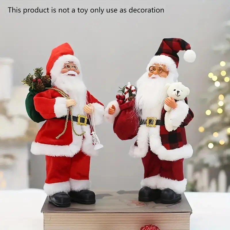 Classic Santa Claus Figurine, 12 Inch Tall, Festive Christmas Decoration, Durable Synthetic Fiber, & Attire, Home & Hotel Use