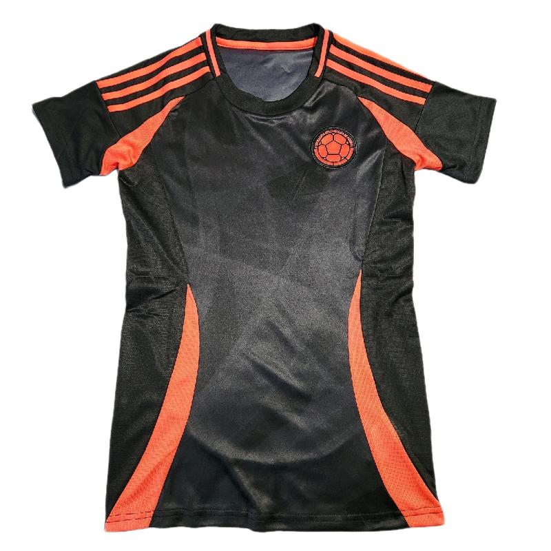 Colombia Women's Away Jersey 23/24 - Slim Fit Black & Orange Soccer Top