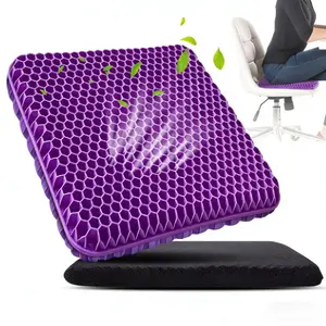 Double Layer Thick Gel Cushion Honeycomb Breathable Anti-Slip Cover 15.75x13.39x1, Elastic Furniture Protector for Office Chair Wheelchair