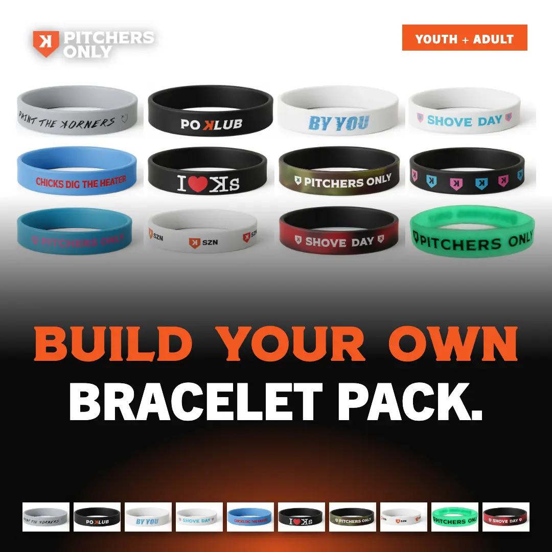 PITCHERS ONLY Build-Your-Own Bracelet Pack - Silicone Bracelet, 14 Styles, Designed for Baseball Players