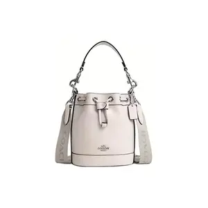 COACH Bucket 13 Mini Leather Crossbody Shoulder Bag in Silver and Chalk