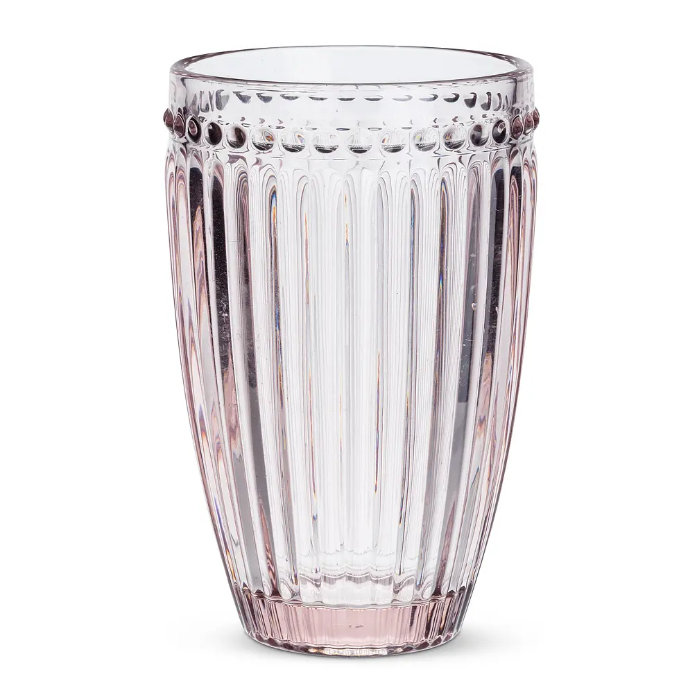 Abbott Collection AB-27-BRIAR-HB 5 in. Dot & Panel Highball Glass, Pink Set