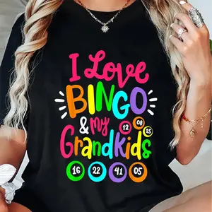 100% Cotton [I Love Bingo Tee] GrandFunny Bingo Player T-Shirt - Shirt for Women Men - I Love Bingo