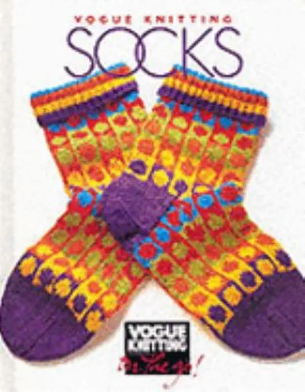 Used Vogue® Knitting on the Go! Socks Hardcover Book - English, Yarn Craft Guide for Baby, Flower & Snake Themed Mesh Sock Patterns