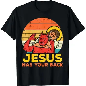 100% Cotton Jesus Has Your Back Jiu Jitsu Retro Christian Men Women Kids T-Shirt