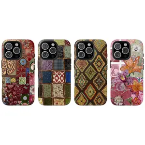 Vintage Patchwork Phone Case, Cottagecore Floral Quilt Print, Retro Boho Hippie Cover, Cute Aesthetic Coquette, Trendy Gift For Her
