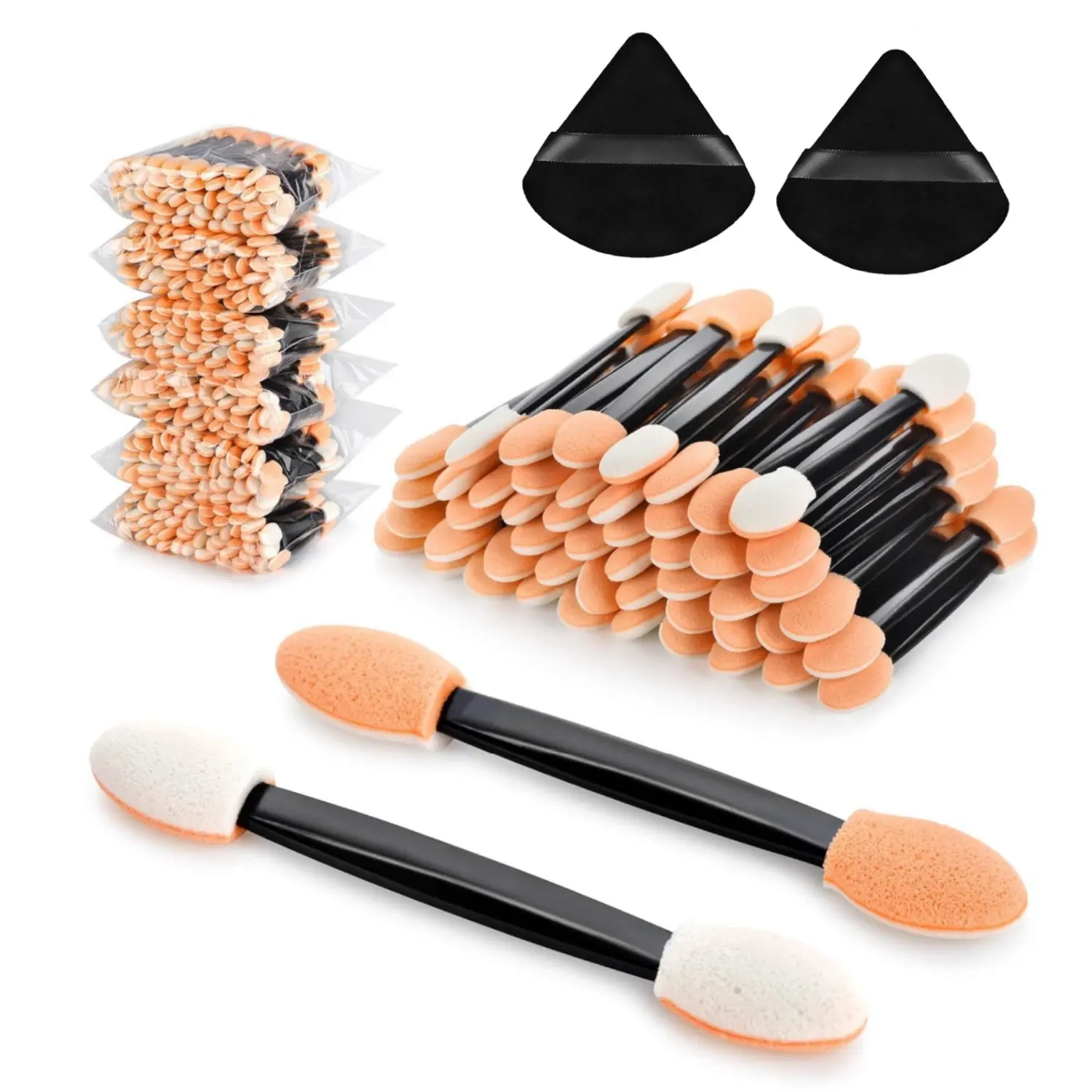 300Pcs Disposable Eyeshadow Applicators Comes with 2 Plush Powder Puffs ,2.44 Inch Dual Sides Eyeshadow Brushes Applicator, Eye Makeup Sponge Applicators - Home Improvement.