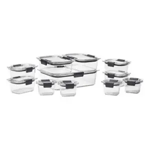 Rubbermaid Brilliance 22pc Plastic Food Storage Container Set Clear: Microwave, Dishwasher & Freezer Safe, 1 Year Warranty
