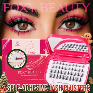 FOXY BEAUTY Pre-Bond Technology Lashes， No Glue， Press-On Lashes Kit - Long-Lasting Hold, Comfortable for All-Day Wear, Beginner Friendly with Storage Case