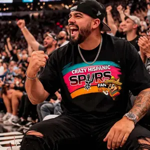 Crazy Hispanic Spurs Fan T-Shirt | Basketball Team Pride, Retro Graphic