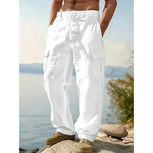 2025 Men’s Heavy-Duty Linen Work Pants – Breathable All-Season Outdoor Trousers, Multi-Pocket Design, Regular Fit Suitable for Hiking, Gym, Casual and Formal Wear – Durable Natural Fabric (Black/Beige/Navy Blue) – Ideal for Work, Travel and Daily Use