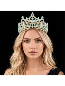 Baroque bridal crown, exquisite diamond-filled princess birthday crown, European and American bridal tiara, beauty pageant crown