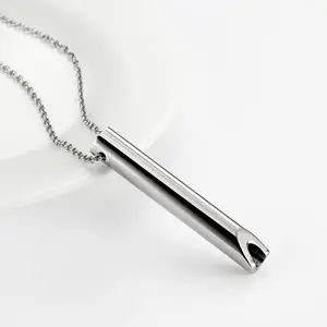 Anxiety Relief Necklace for Women Men Breathing Meditation Natural Stress Mindful Tool Stainless Steel (4 colors)