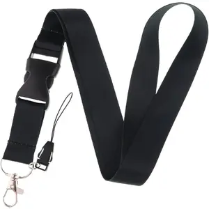 Black Lanyard for Keys & ID Badges Cool Key Keychain Lanyard for Women Teachers Staff Girls Plain Breakaway Badge Neck Lanyard for ID Holder