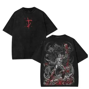 Doom the Dark Ages Eternal v2 Slayer Oversized Washed Tee Double-Sided Heavy Cotton RPG Action Game Shirt Unisex Streetwear Graphic Top for FPS Fans