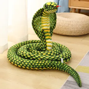 Realistic Green Cobra Snake Plush Stuffed Animal, Giant Lifelike Fake King Cobra Throw Pillow, Novelty Prank Decorative Serpent Plushie for Sofa Bedroom Jungle Home Decor, Gift for Reptile & Prank Lovers