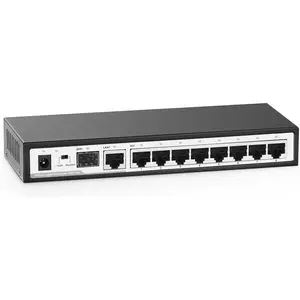 10 Port Gigabit , 8 x 100/1000Mbps Ports, 1 Gigabit Uplink, 1 Gigabit SFP, Support Vlan, Metal Fanless Unmanaged Plug and Play  Ethernet
