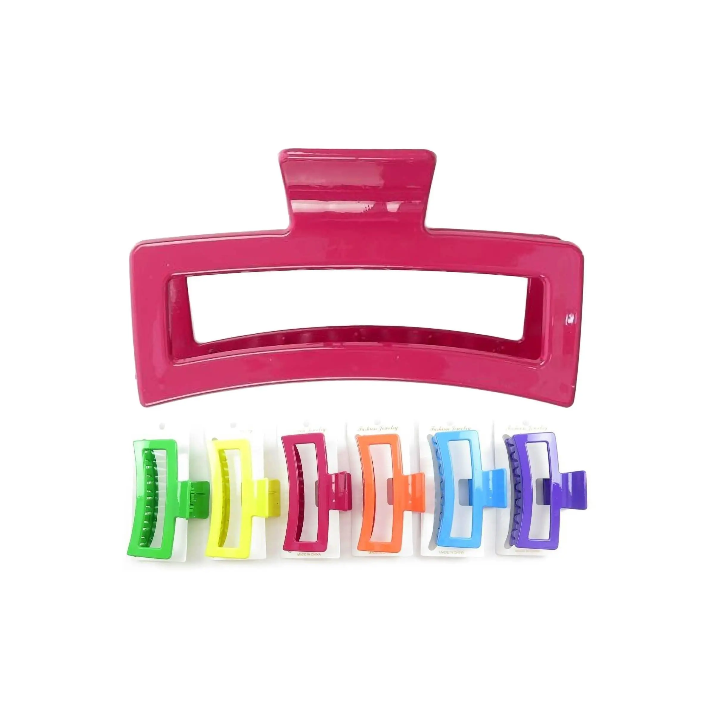 Solid Rainbow Glossy Extra Wide Block Hair Claw