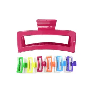 Solid Rainbow Glossy Extra Wide Block Hair Claw