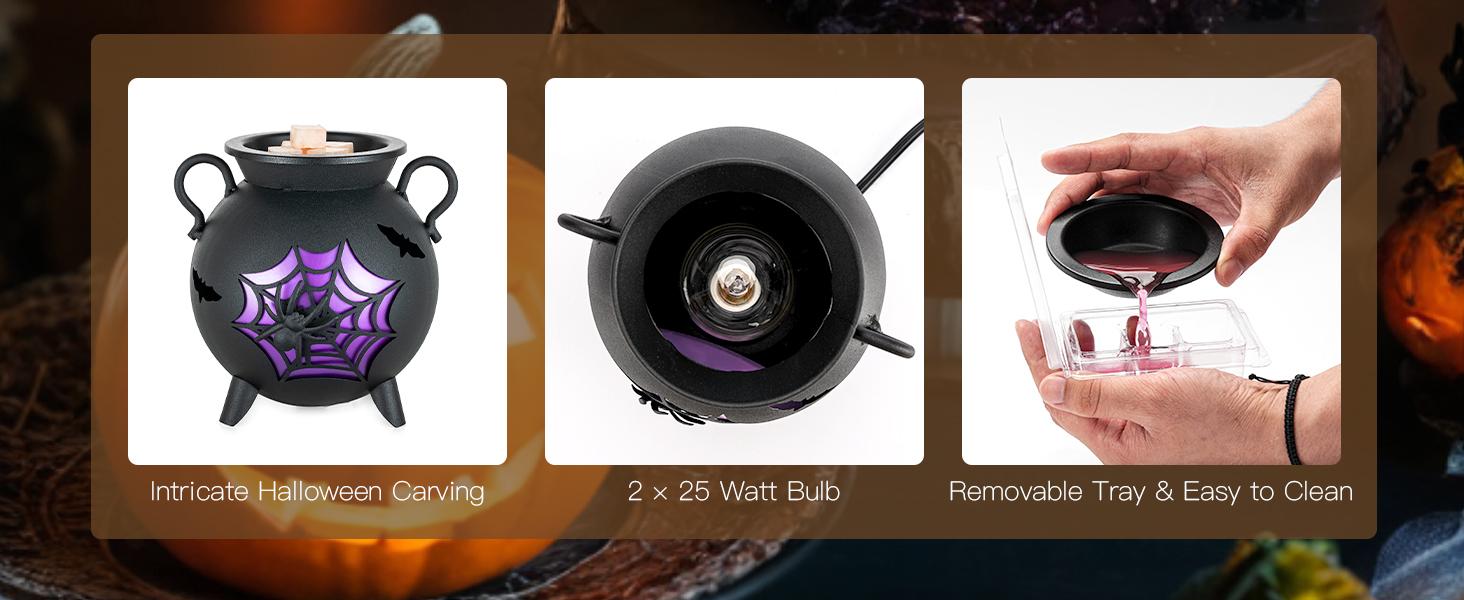 Cute Electric Wax Melt Warmer - Halloween Home Fragrance Burner with 2 Light Bulbs, Holiday Decorations, Room Scenting Gift for Women