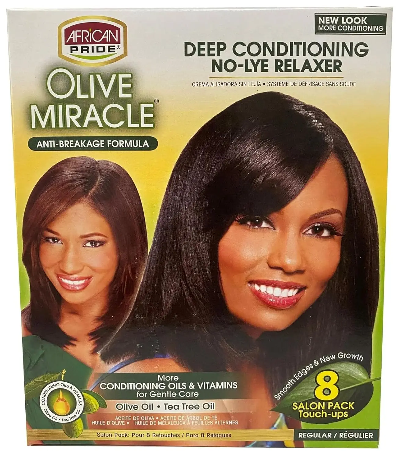 AFRICAN PRIDE Olive Miracle No-Lye Super Relaxer Kit, Ammonia-Free Deep Conditioner for Silky Smooth Hair, Moisture Boost with Olive Oil & Shea Butter, Straight, Mineral Oil, Liquid, Coconut