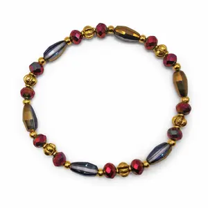 Jaljali Fatou Bracelet for Women | Handmade Beaded Stretch Bracelet | Gold Accent Jewelry