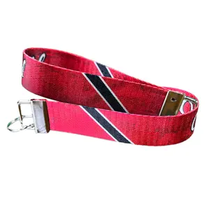Personalized Artistic Trinidad and Tobago Flag Keychain - With Name, Text, Quote, Customized Nylon Key Fob - Custom Wristlet Keyring