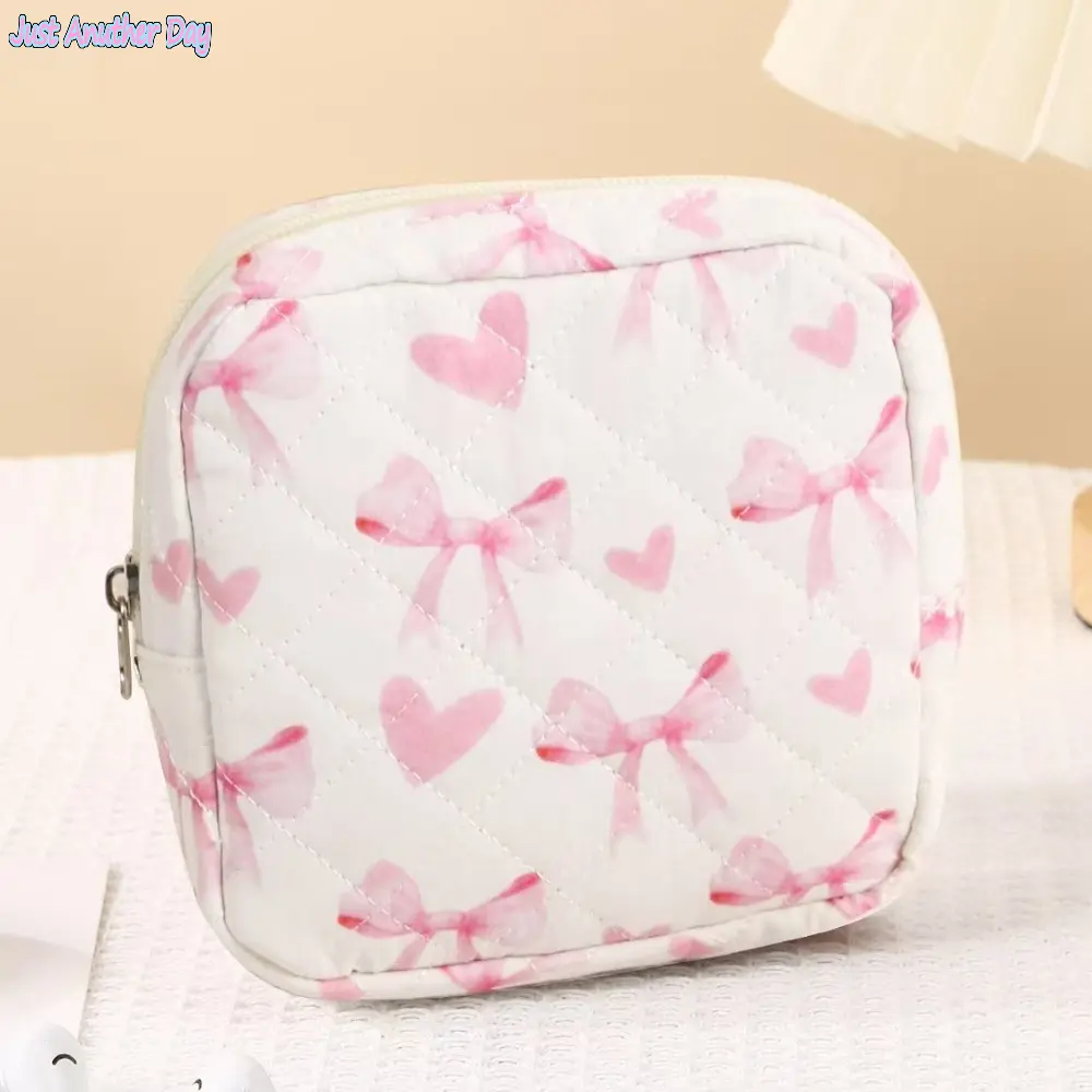 Floral Sanitary Pad Storage Pouch — Large Capacity, Portable, Cute Design — Versatile Bag for Sanitary Pads, Cosmetics, or Data Cables Floral Sanitary Pad Storage Pouch — Large Capacity, Portable, Cute Design — Versatile Bag for Sanitary Pads, Cosmetics, or Data Cables
