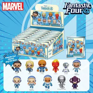 1PC Marvel Officially Licensed Fantastic Four PVC Blind Box Keychain 3D Mystery Figure Superhero Bag Clip Backpack Accessory Collectible Gift for Halloween Christmas and Birthday