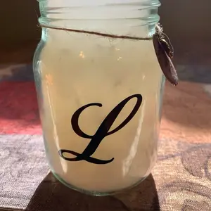Large Paraffin Glass Candle Jar with Lavender Scent and Elegant L Letter Design for Aromatic Home Decor